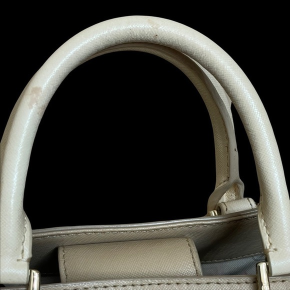 Tory Burch East West Robinson Satchel Tote Color Block Mid Camel Ivory - Picture 11 of 14